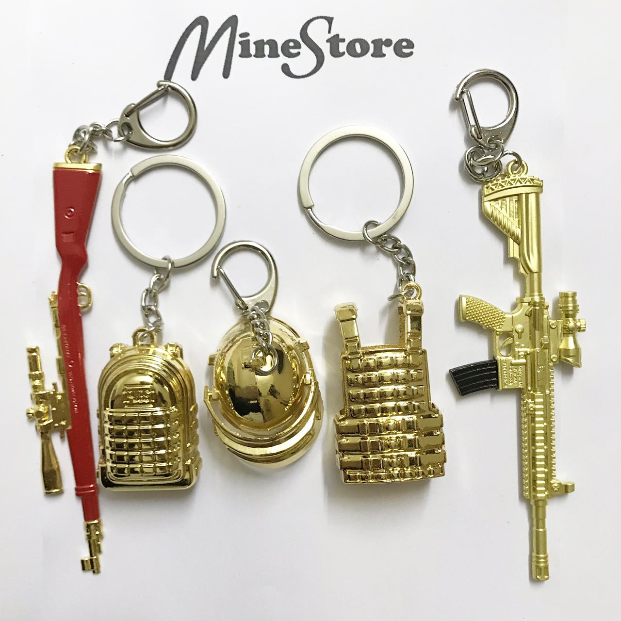 Combo 5 Móc Khóa PUBG Skill Gold Bao Gồm: Kar98, Balo 3, Mũ 3, Giáp 3, M416 PUBG