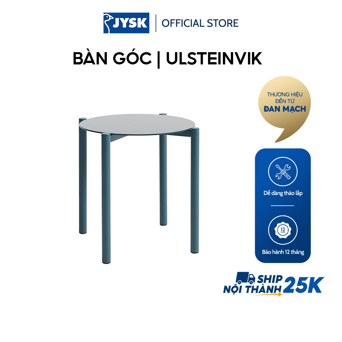 Bàn góc | JYSK Ulsteinvik | kim loại | xanh dương | DK46xC45cm
