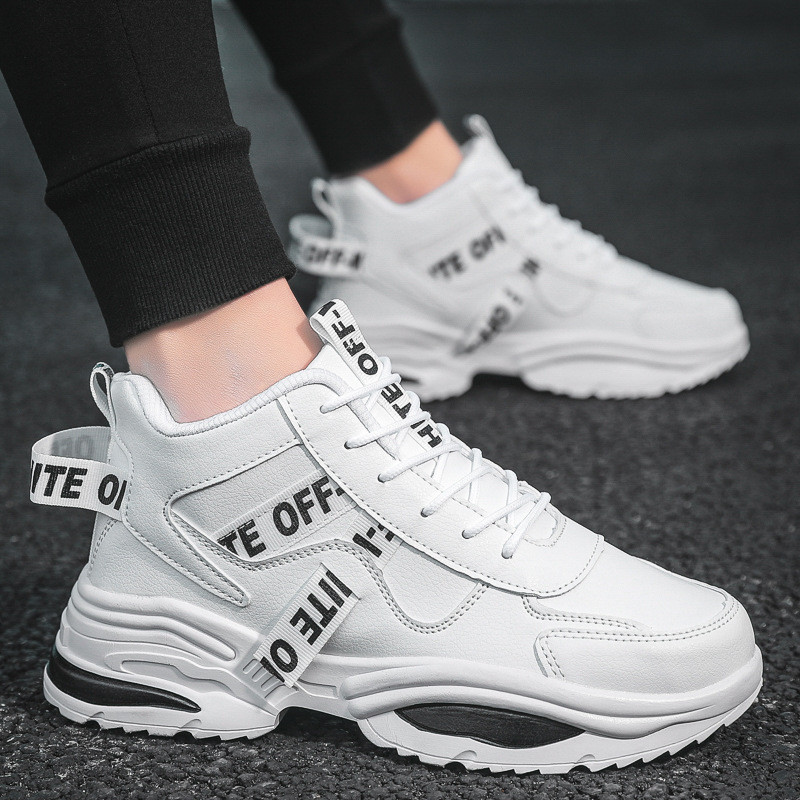 Giày sneaker nam cao| giày đế cao white off màu trắng size