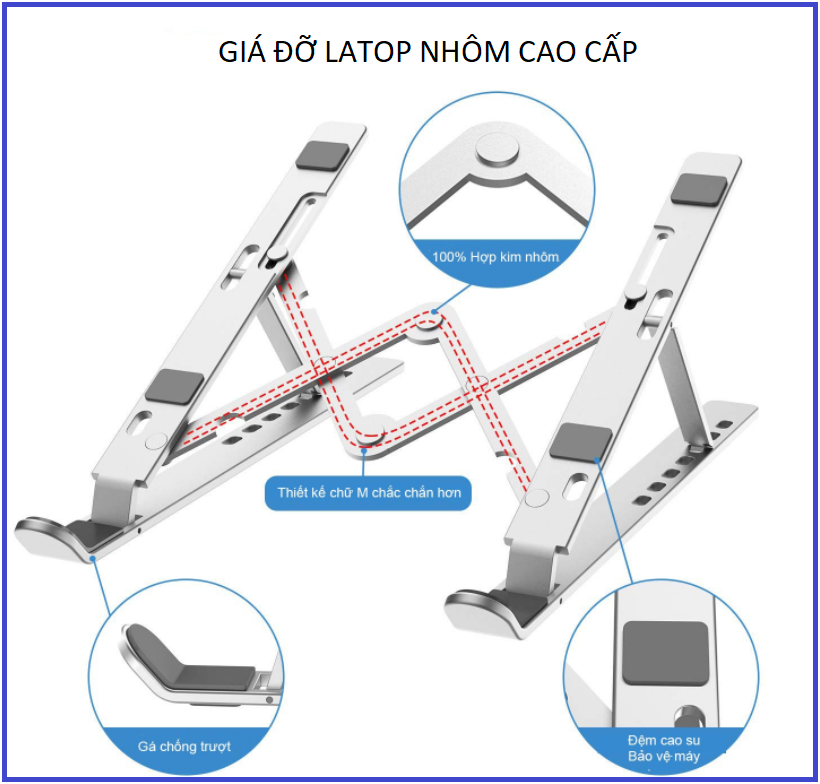 [HCM][SẢN PHẨM MỚI]Gía Đỡ Laptop Nhôm Cao CấpKệ Đỡ Laptop Hợp Kim NhômGiá Đỡ Máy Tính Xách Tay Hợp Kim Nhôm Siêu BềnCó Cao Su Chống Trượt Giá Đỡ Tản NhiệtGiá Đỡ Laptop Inox Cao Cấp Khung Đỡ Laptop Để Bàn Có Thể Điều Chỉnh Cao ThấpGấp Gọn Giúp Tản Nhiệt