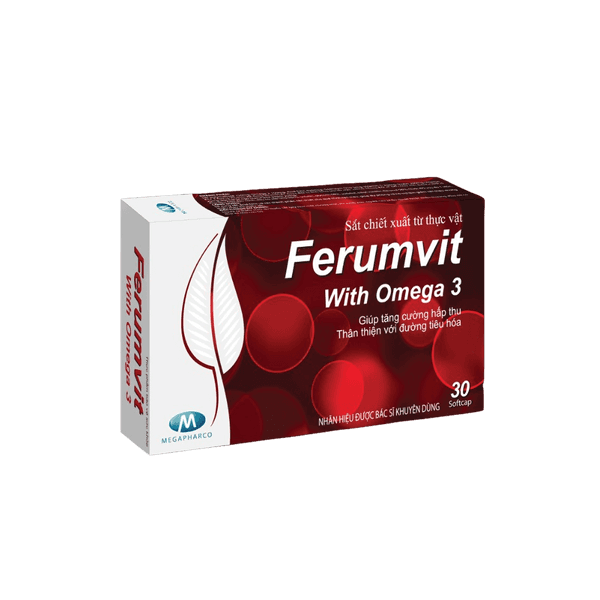 Viên Uống Bổ Máu Ferumvit - Bổ Sung Sắt Cho Người Thiếu Máu - Phụ Nữ Có Thai Và Đang Cho Con Bú - Nguyên Liệu Nhập Khẩu Mỹ - Ngày Dùng 1 Viên - Hộp 30 Viên