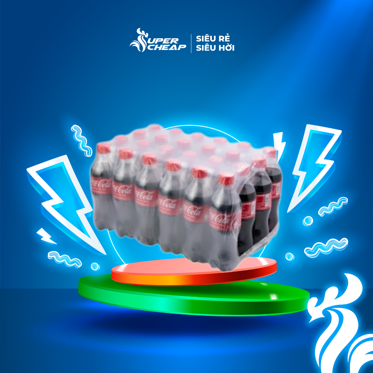Lốc 24 chai nước ngọt giải khát có ga coca-cola 390ml/chai sale 06.06 supercheap chính hãng