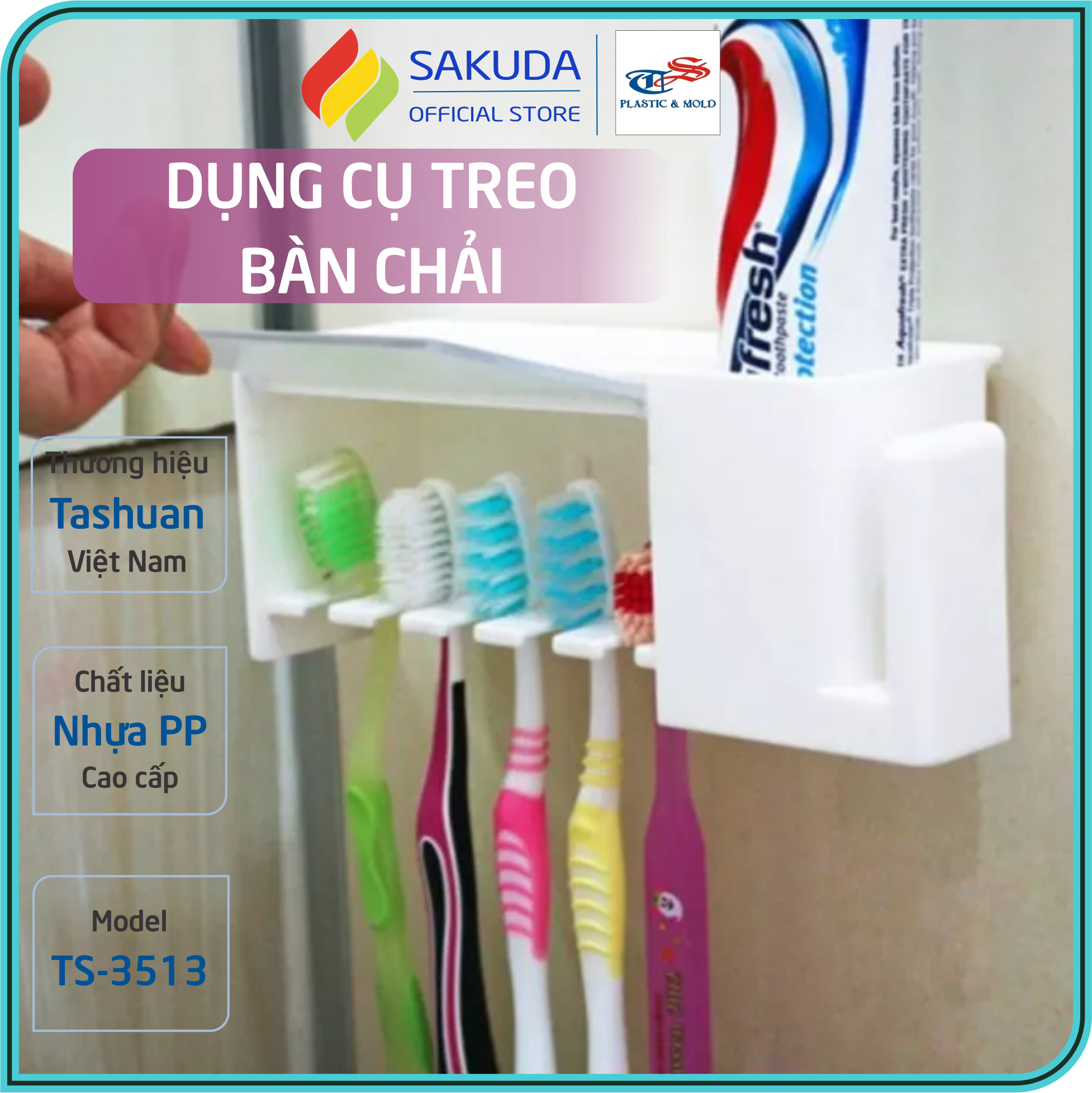 Dụng Cụ Treo Bàn Chải Tashuan TS-712 với 5 Ngăn Treo Bàn Chải Đánh Răng tiện lợi đảm bảo vệ sinh giá treo bàn chải kem đánh răng tiết kiệm không gian nhà tắm chất liệu nhựa bền bỉ