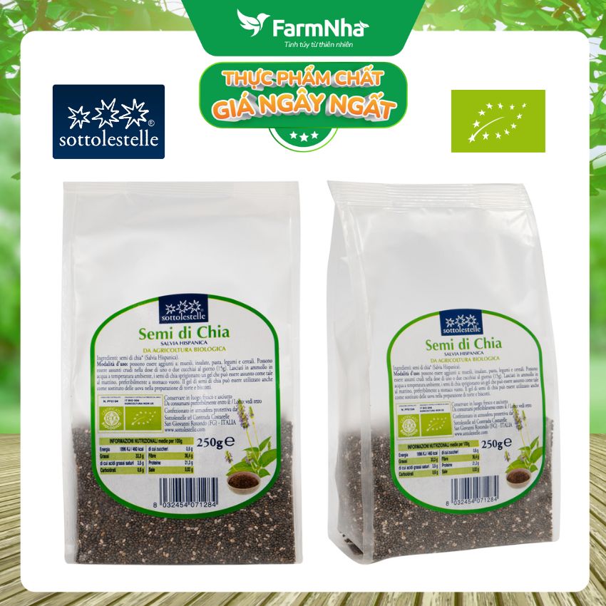 Hạt Chia hữu cơ 250g Sottolestelle Organic Chia Seeds - Dồi dào Omega 3