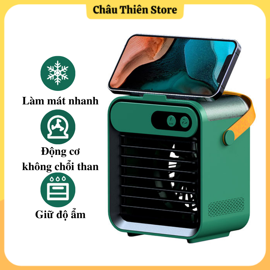 Quạt điều hòa để bàn, quạt hơi nước mini, máy điều hòa hơi nước siêu mát, giá đỡ điện thoại di động, bảo hành 12 tháng