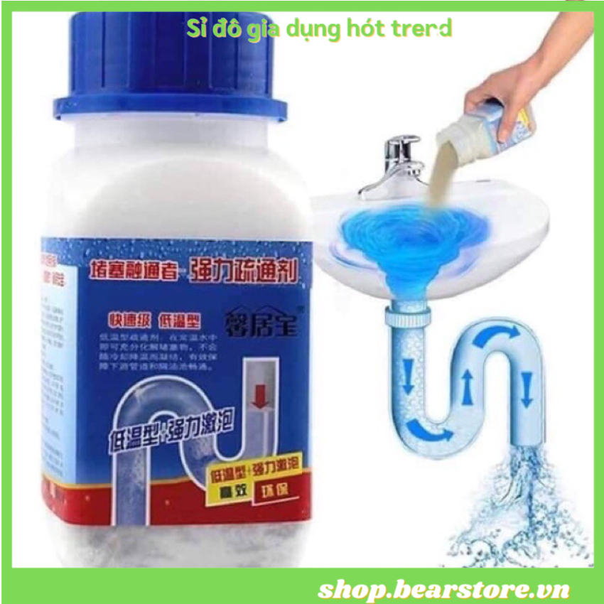 Chai bột thông tắc cống thần thánh nhanh chóng, hiệu quả, bột thông cống, cách thông cống rãnh, thông tắc bồn cầu, thông tắc bồn rửa bát, thông tắc bồn rửa mặt bearstoreshop
