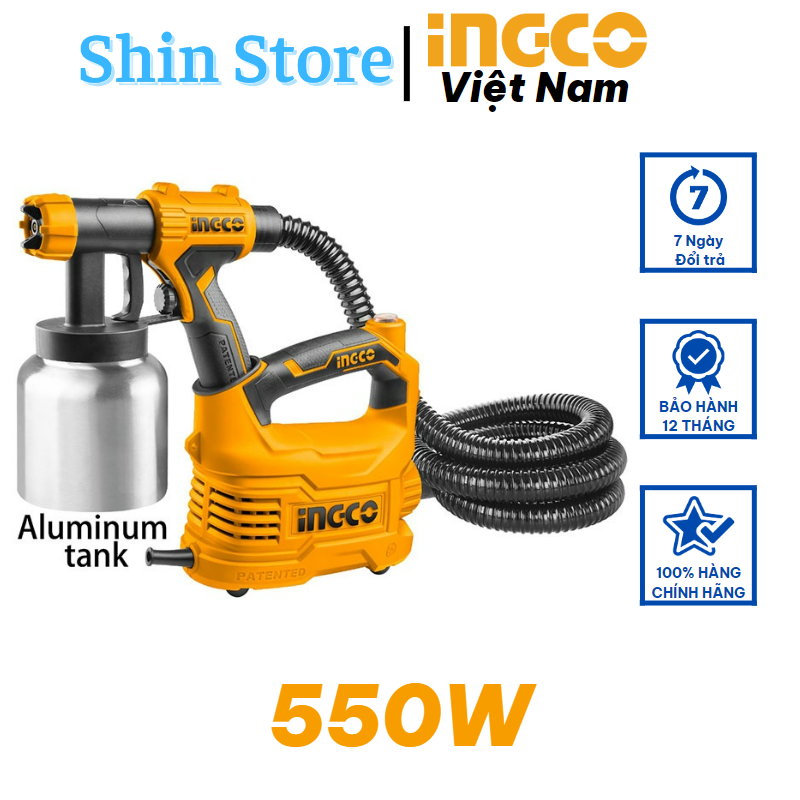 Súng phun sơn điện 550w bình nhôm-nhựa ingco spg5008 -shinstore