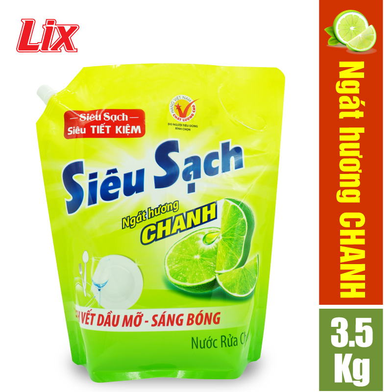 Túi nước rửa chén LIX siêu sạch hương chanh 3.5kg N4301