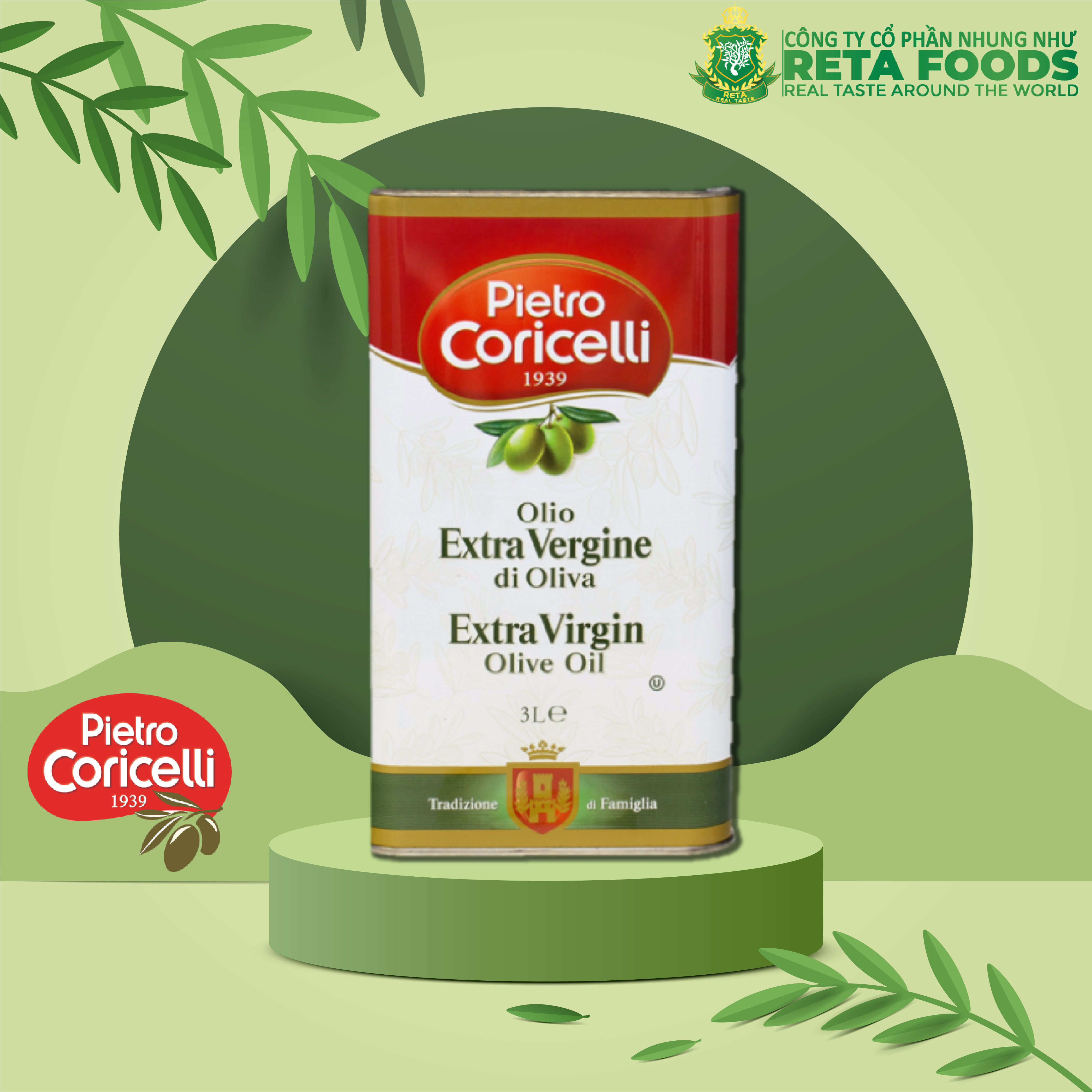 Dầu Oliu Pietro Coricelli Extra 3L