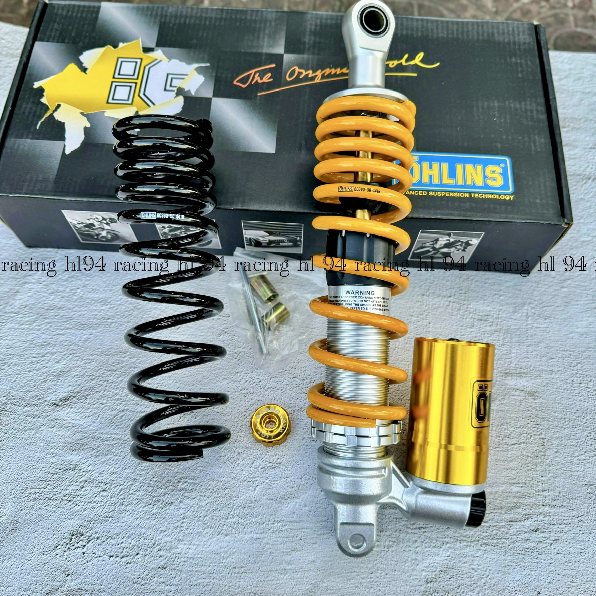 Phuộc ohlins vario bình dưới kèm lò xo đen lắp như zin