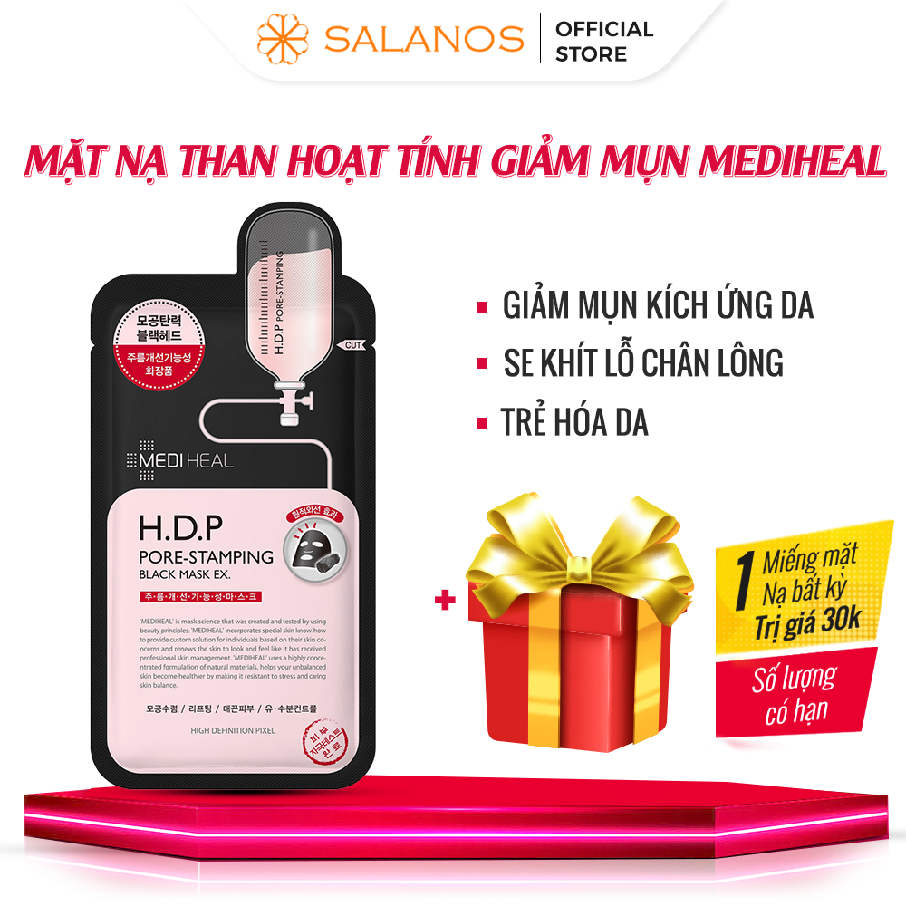 Combo10 miếng mặt nạ mediheal dưỡng ẩm than hoạt tính dưỡng ẩm giảm mụn se khít lỗ chân lông h.d.p mnsln76