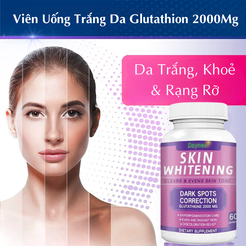 Daynee Viên Uống Trắng Da Glutathion 2000Mg Làm Trắng Da Tự Nhiên Giúp Da Đều Màu Chống Lão Hoá Mang Lại Làn Da Trẻ Trung Tươi Sáng