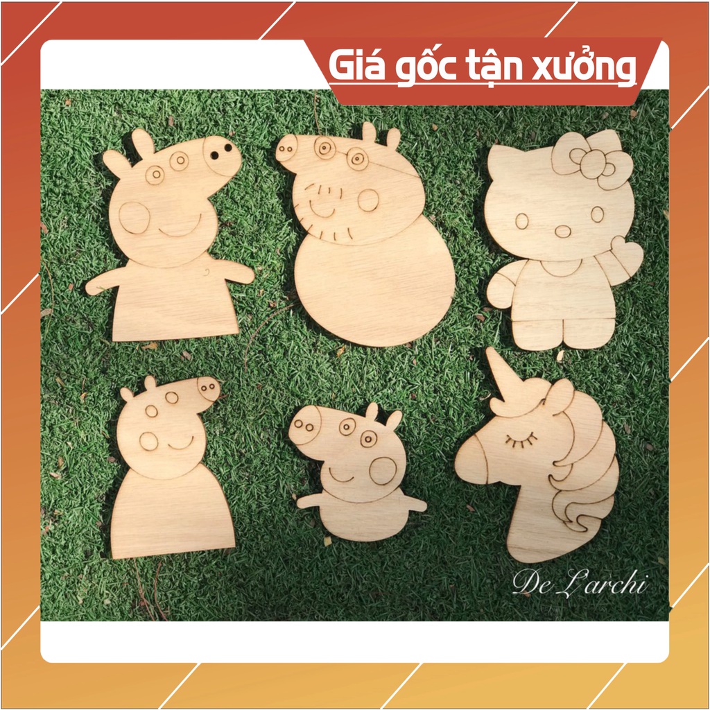 Set tô màu bằng Gỗ cho bé chủ đề heo Peppa, Hello kity, Ngựa Pony