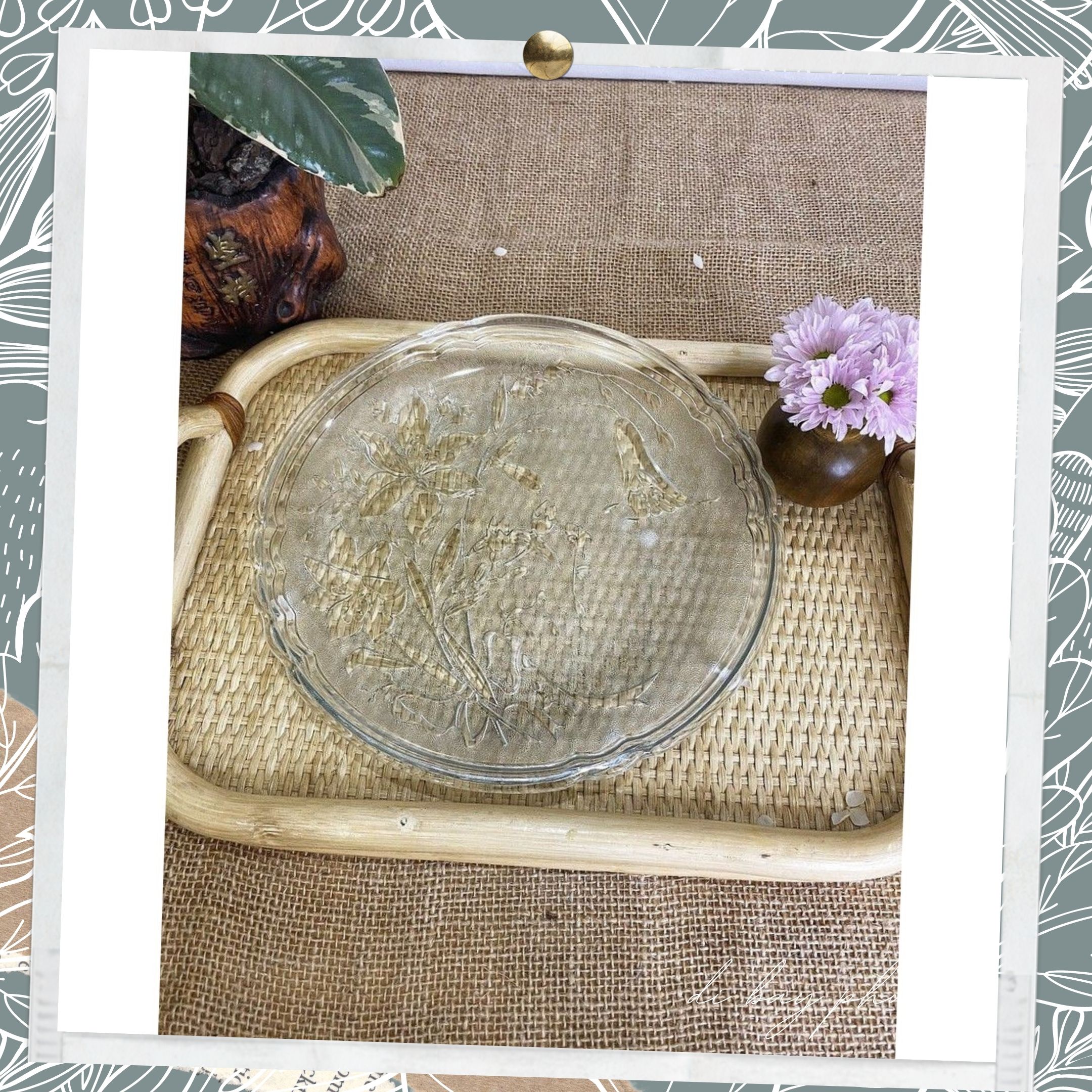 [HCM][Rẻ Vô Địch] Combo 2 Dĩa Thủy Tinh Chưng Trái Cây - Họa Tiết Hoa Lan