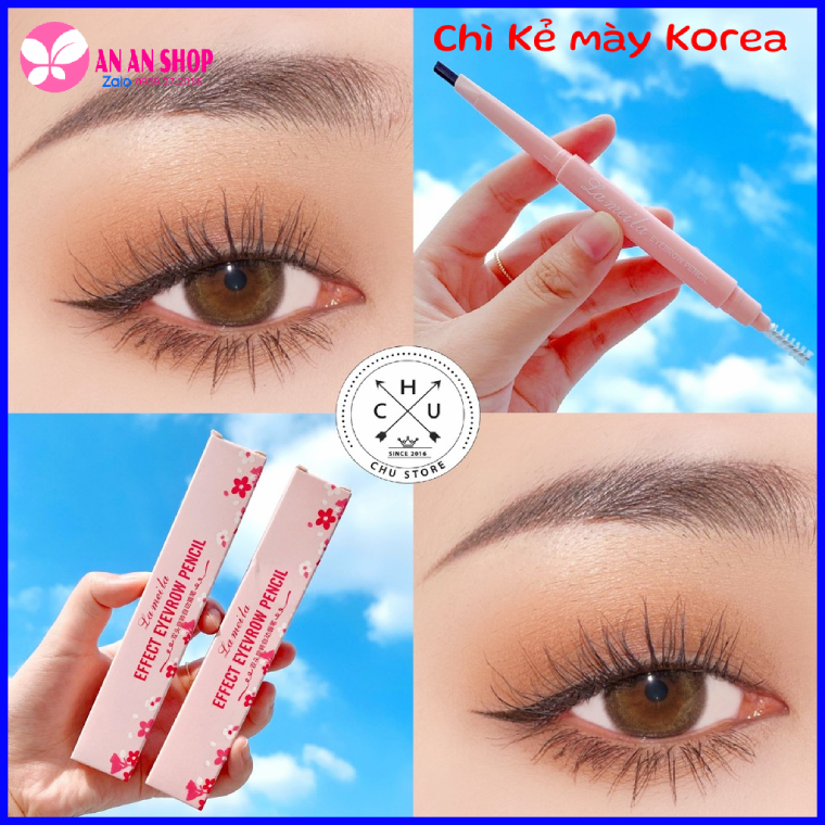 Chì kẻ mày lameila eyebrown hàn quốc vỏ hồng 2 đầu - không thấm nước lâu trôi