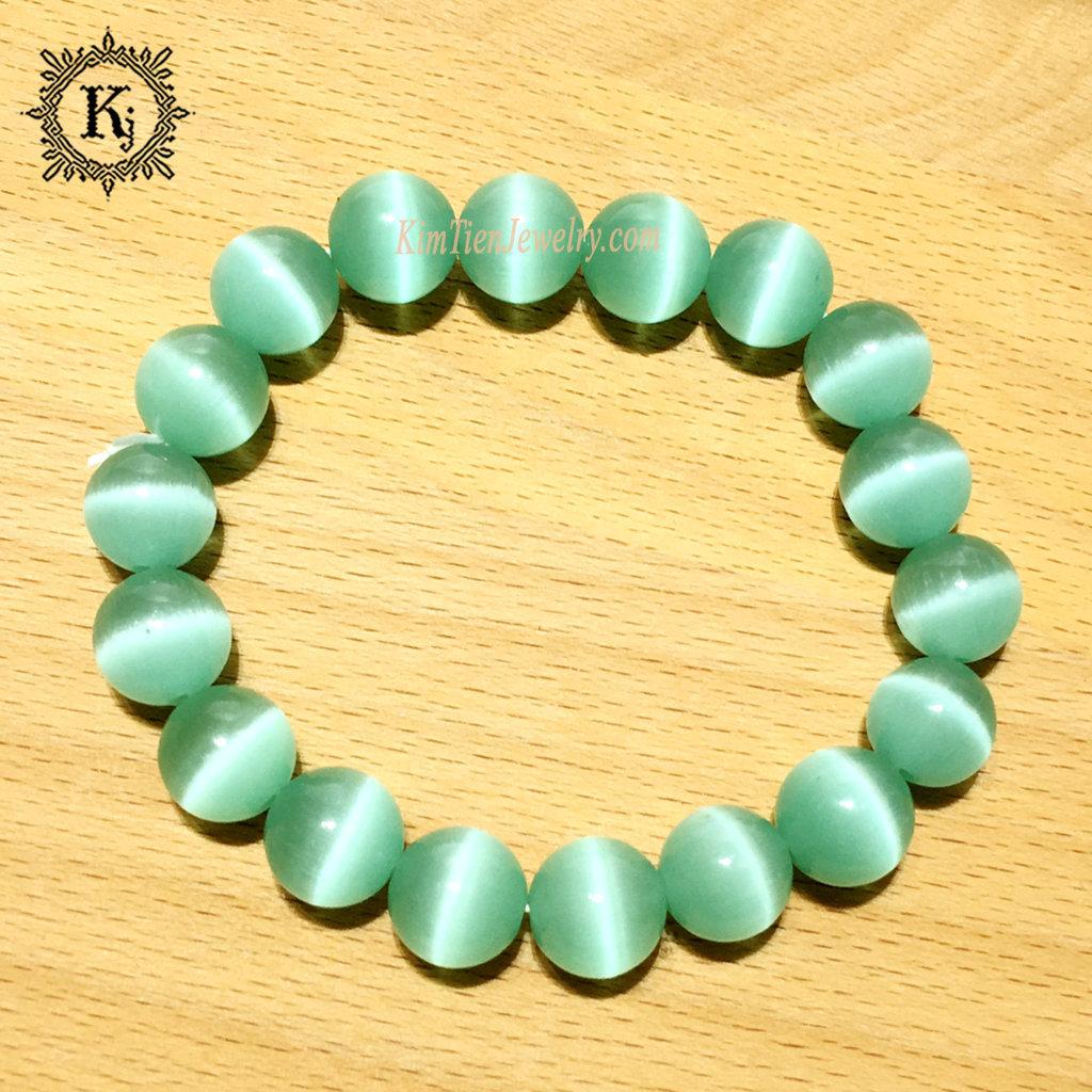 Vòng Tay Phong Thủy Mắt Mèo Xanh Ngọc  - Hợp Mệnh Mộc , Hỏa  - Khơi Nguồn Sáng Tạo - Mọi Việc Như Ý - Tặng Kèm  Dây , Đá