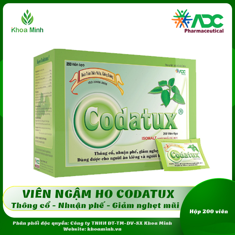 Kẹo ngậm codatux - codtux extra 200 viên - hỗ trợ giảm ho, đau họng, long đàm, nhuận phế