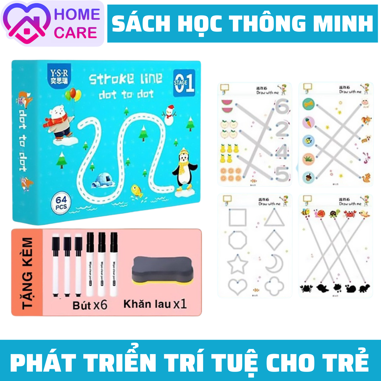 Sách vẽ xoá được 64 trang cho bé phát triển trí tuệ