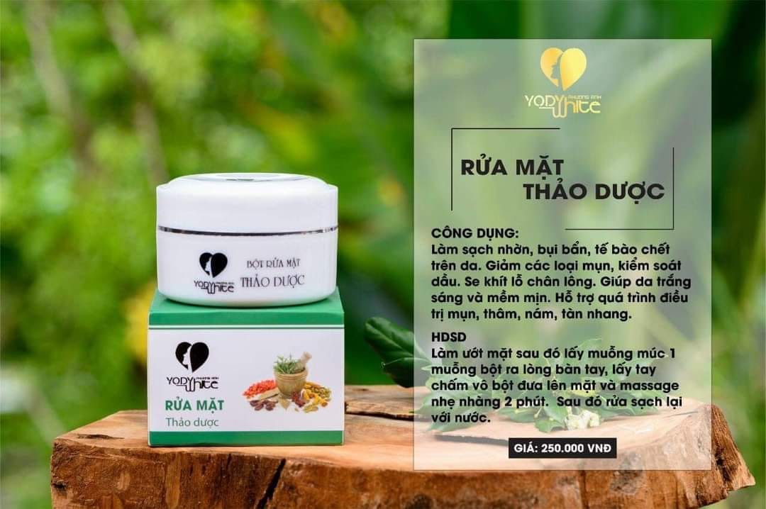 [TẶNG BALO TRÁI TIM]-Bột Thảo Dược Rửa Mặt Yody White Phương Anh rửa mặt làm da sạch mịn màng, ngăn ngừa mụn