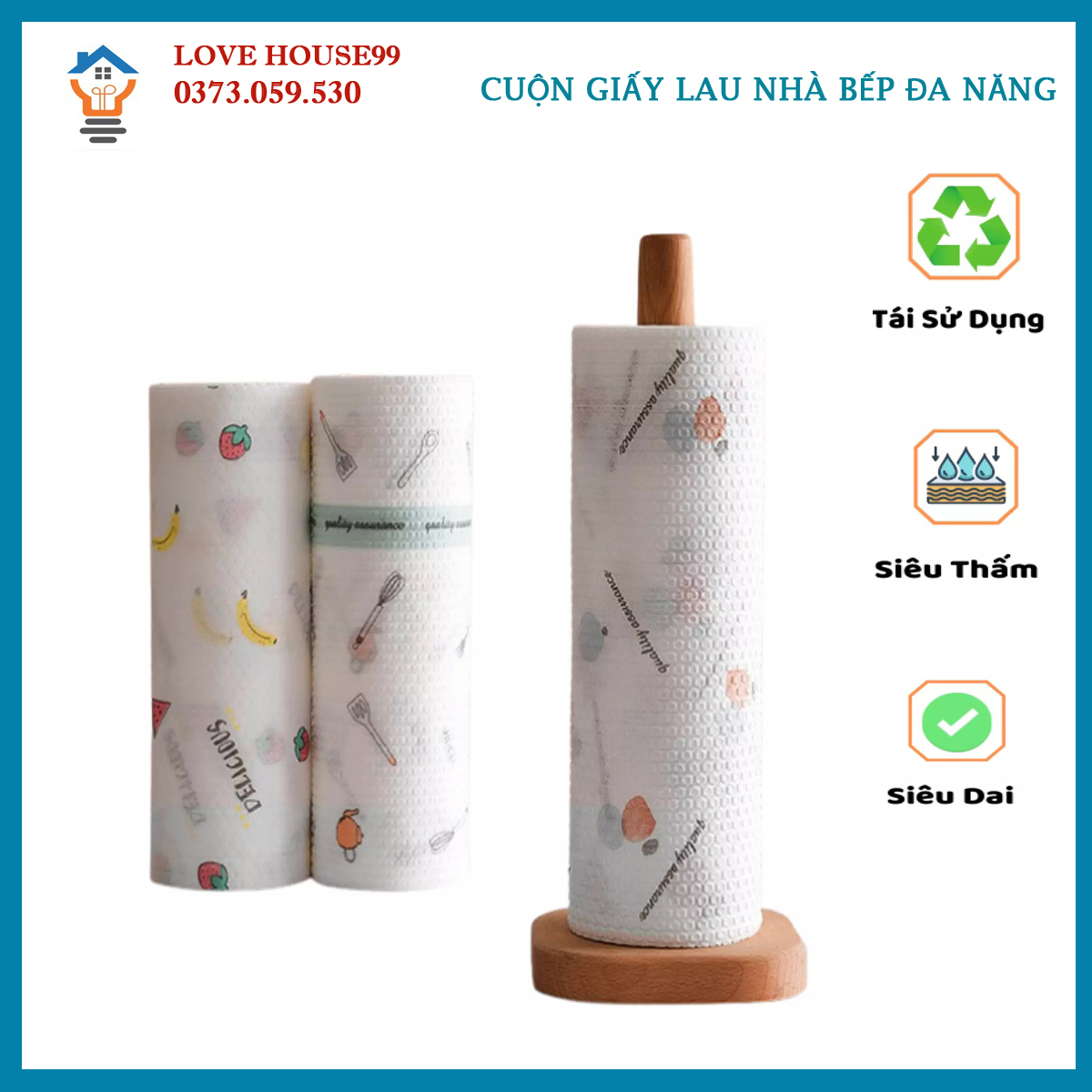 Khăn giấy lau đa năng, cuộn giấy lau đa năng loại mới - giấy lau đa năng có thể tái sử dụng - love house99