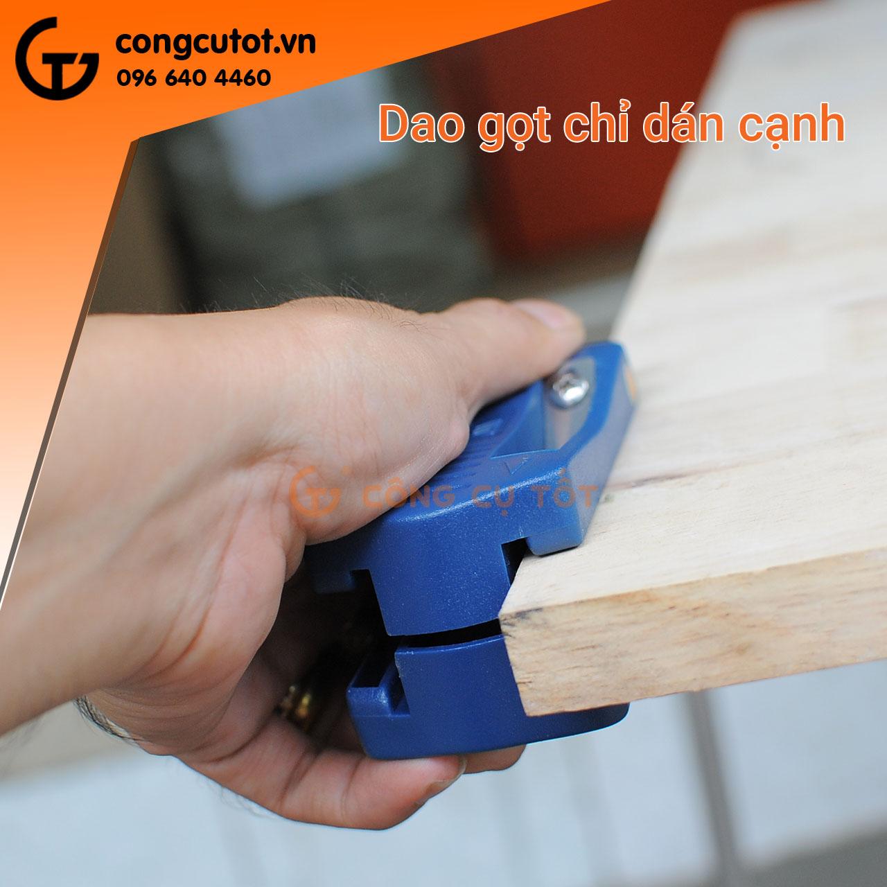 Dụng cụ gọt chỉ, cắt cạnh Veneer Dụng cụ gọt chỉ dán cạnh có thể gọt hai cạnh một lúc Với ván dày, có thể tách thành hai dao đơn độc lập Vừa gọt chỉ, vừa phay 45 độ