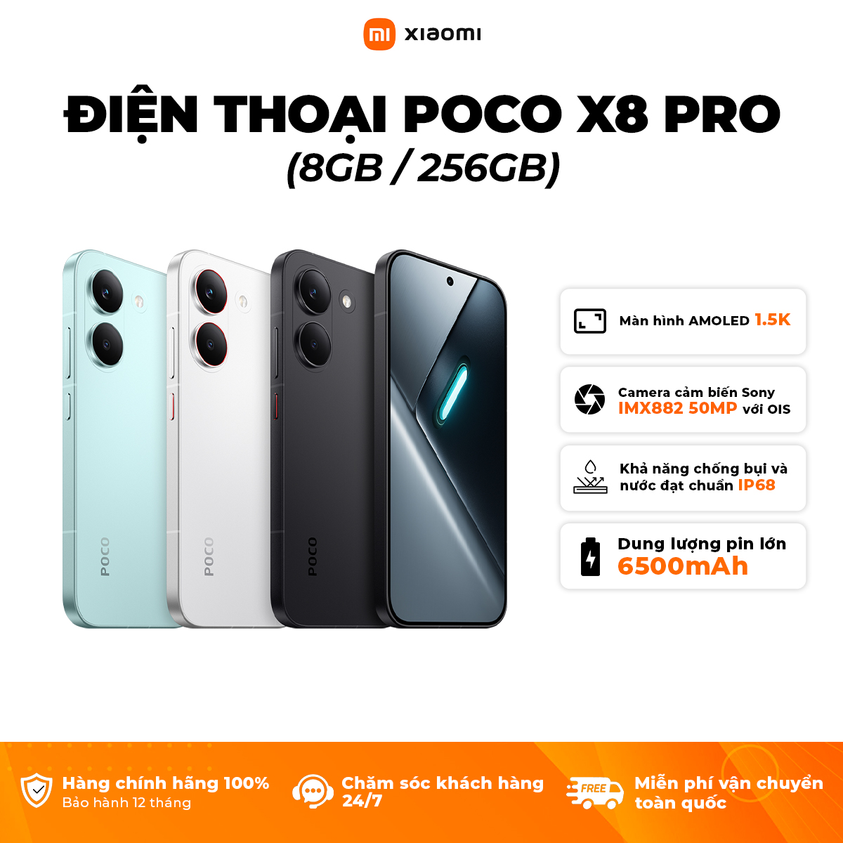 Xiaomi Poco X8 Pro Phone (8+256Gb) |   8+512Gb |   12+512Gb) |   6.59" 1.5K 120Hz Screen - 18 Month Warranty