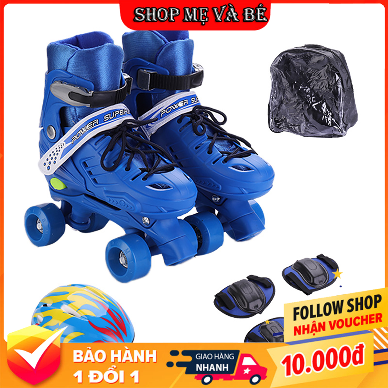 Giày Trượt Patin 4 Bánh 2 hàng chống ngã, Giày patin, Patin, Patin 4 bánh, Patin 2 Hàng, Tặng Kèm Phụ kiện Bộ Bảo Hộ Chân Tay Đồ Chơi hoạt động ngoài trời, tăng Cường thể chất cho bé