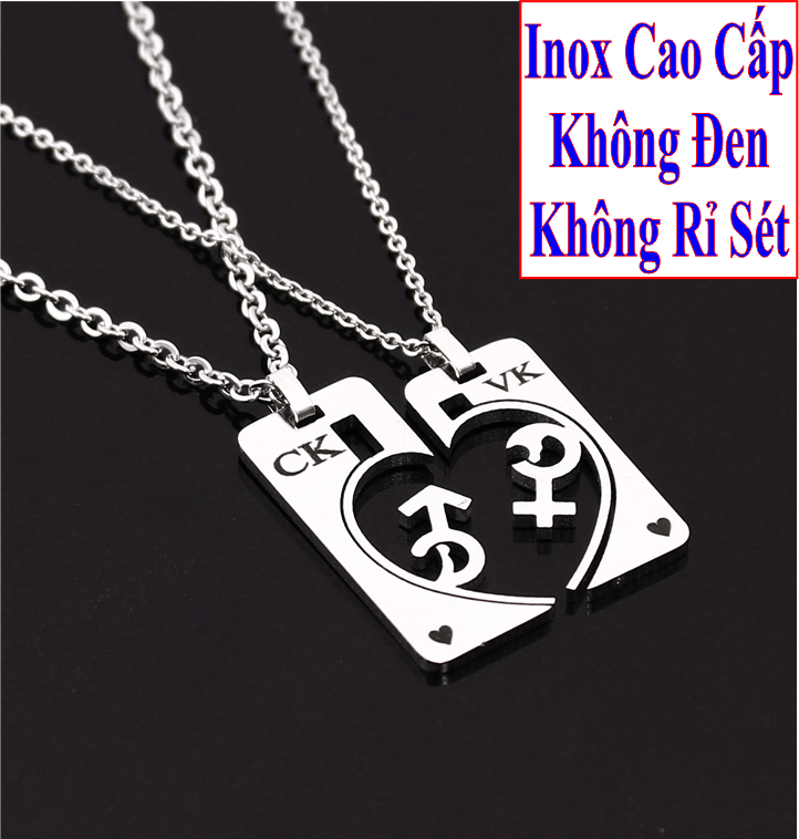 Dây chuyền cặp mảnh ghép dây chuyền đôi inox đẹp dây chuyền đôi tình yêu giá rẻ - Cam kết 1 đổi 1 nếu hoen  gỉ sét