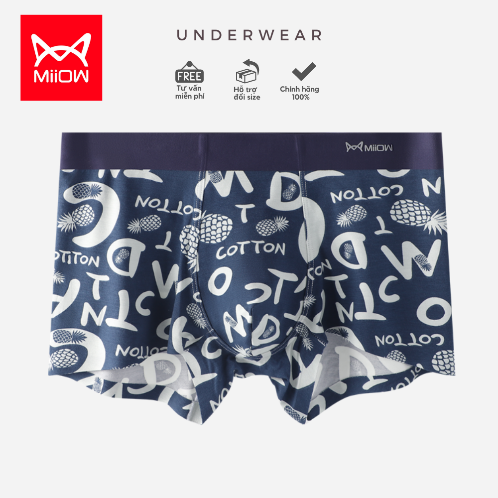 Hộp 3 quần lót boxer nam Miiow cotton cao cấp kháng mùi kháng khuẩn