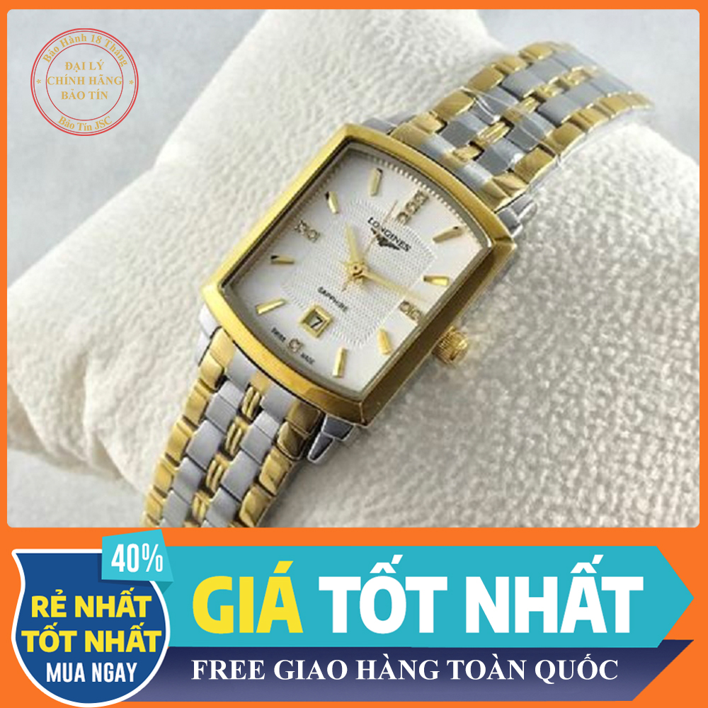 { ĐỒNG HỒ BẢO TÍN SHOP SỊN } Đồng Hồ Chữ Nhật Nam Vàng Mặt Saphire