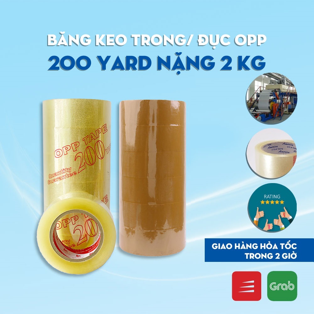 [Hoàn tiền 6%]Băng Keo Trong, BK Đục 200 Yard 2 Kg Đóng Gói Dán Hàng