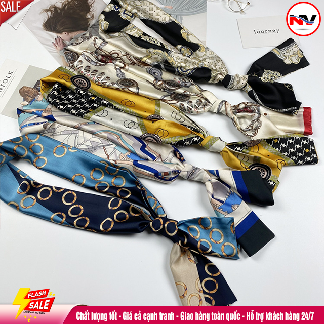 Khăn lụa đa chức năng hàn quốc băng đô khăn quàng cổ túi trang trí