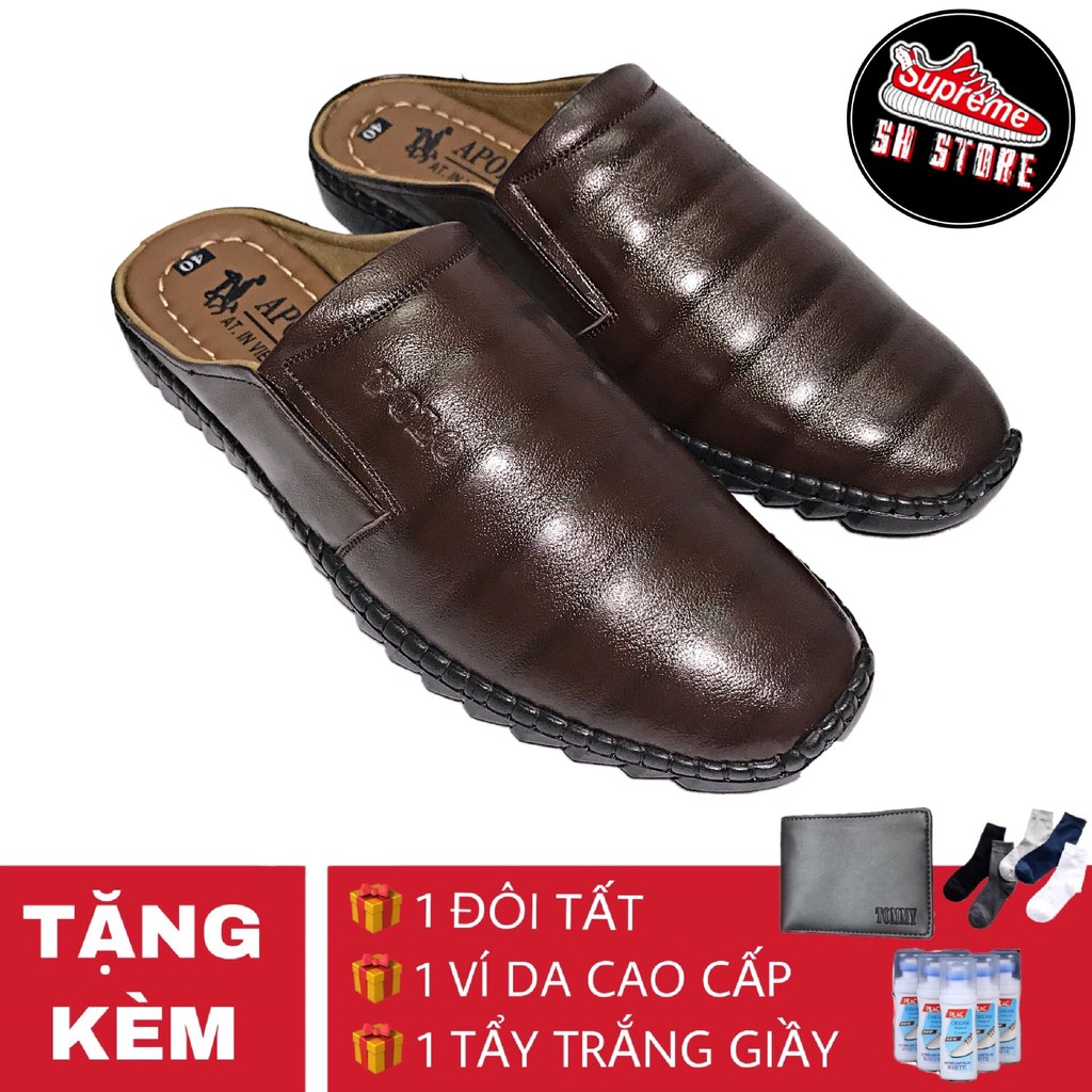 Giầy sapo nam da bò 100% vân sọc nâu