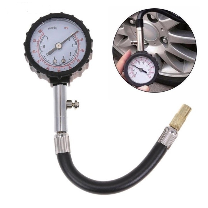 [HCM]Đồng hồ đo áp suất lốp xe ô tô xe máy ống dài đo chính xác