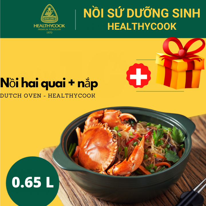 [HCM]Nồi Dưỡng Sinh Hai Quai + Nắp Minh Long Healthycook (0.65L)