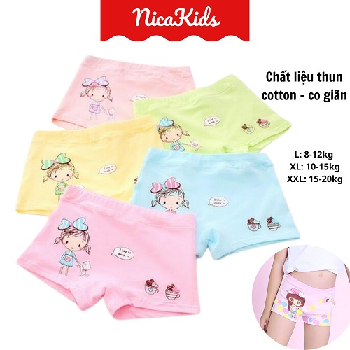 Quần chip đùi cotton họa tiết hoạt hình cho bé gái 1012