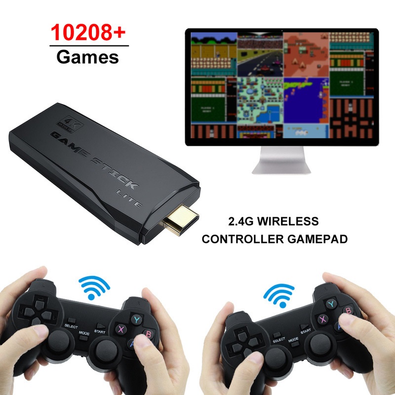 Máy chơi game 4 nút tay cầm không dây hơn 10.000 trò kết nối HDMI TV 4K, máy chơi game stick 4K cổ điển, máy chơi game PS contra, bóng đá - 2 người chơi - Chính Hãng