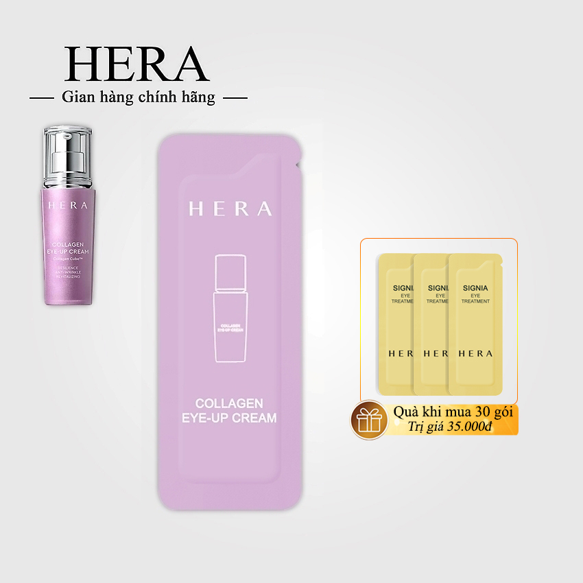 Kem cải thiện nếp nhăn và thâm mắt Hera Collagen Eye-Up Cream 1ml/gói - Kem mắt Collagen Hera; Kem mắt Hera