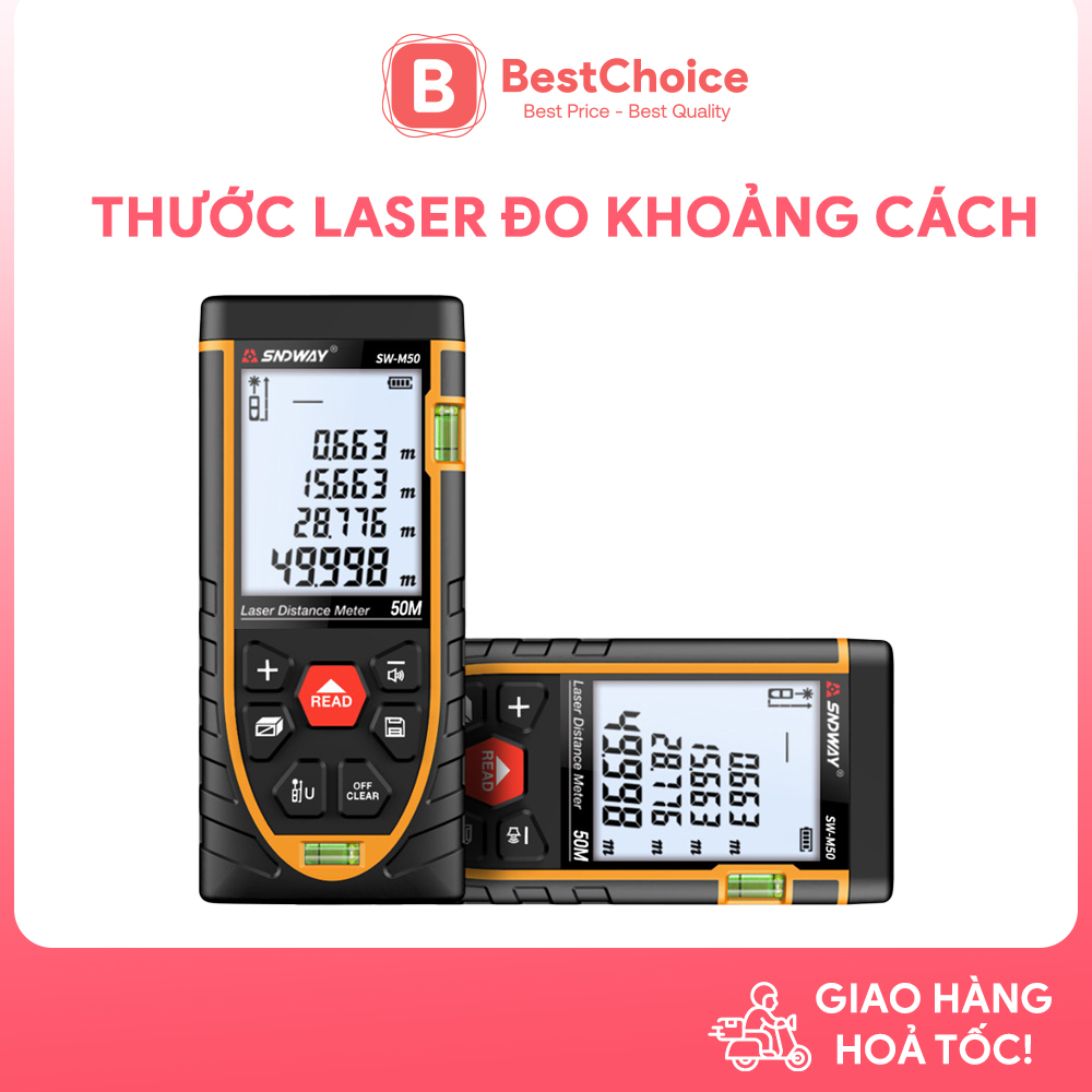 SNDWAY 50m Thước đo khoảng cách bằng tia laser SNDWAY phạm vi 50m (Bản 2022)