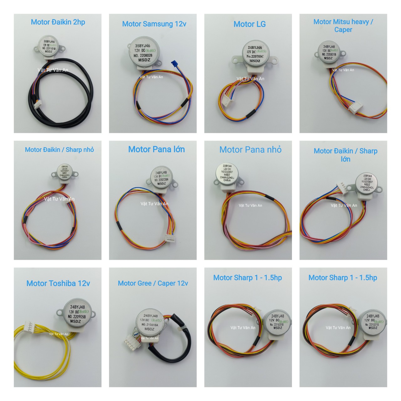 Motor vẩy đảo gió điều hòa, Đaikin, Caper, Gree, LG, Mitsu heavy, Pana, Samsung, Sharp, Toshiba