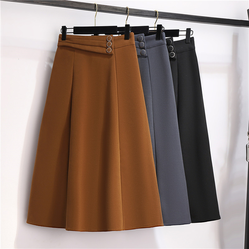Chân váy xòe che bụng phối nút trẻ trung dáng dài - Min Public Fashion