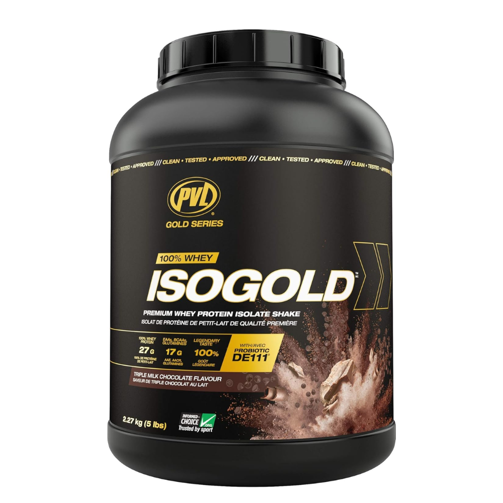 Whey Protein PVL ISO Gold Premium Isolate 100% Whey Protein 5Lbs (73 Lần Dùng) Nhập Khẩu Canada