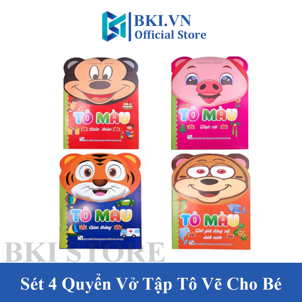 Set 4 Quyển Vở Tập Tô Màu Nhiều Chủ Đề Cho Bé, Sách Vẽ Tô Màu Hình Đẹp Rõ Nét Giúp Bé Thỏa Sức Sáng Tạo