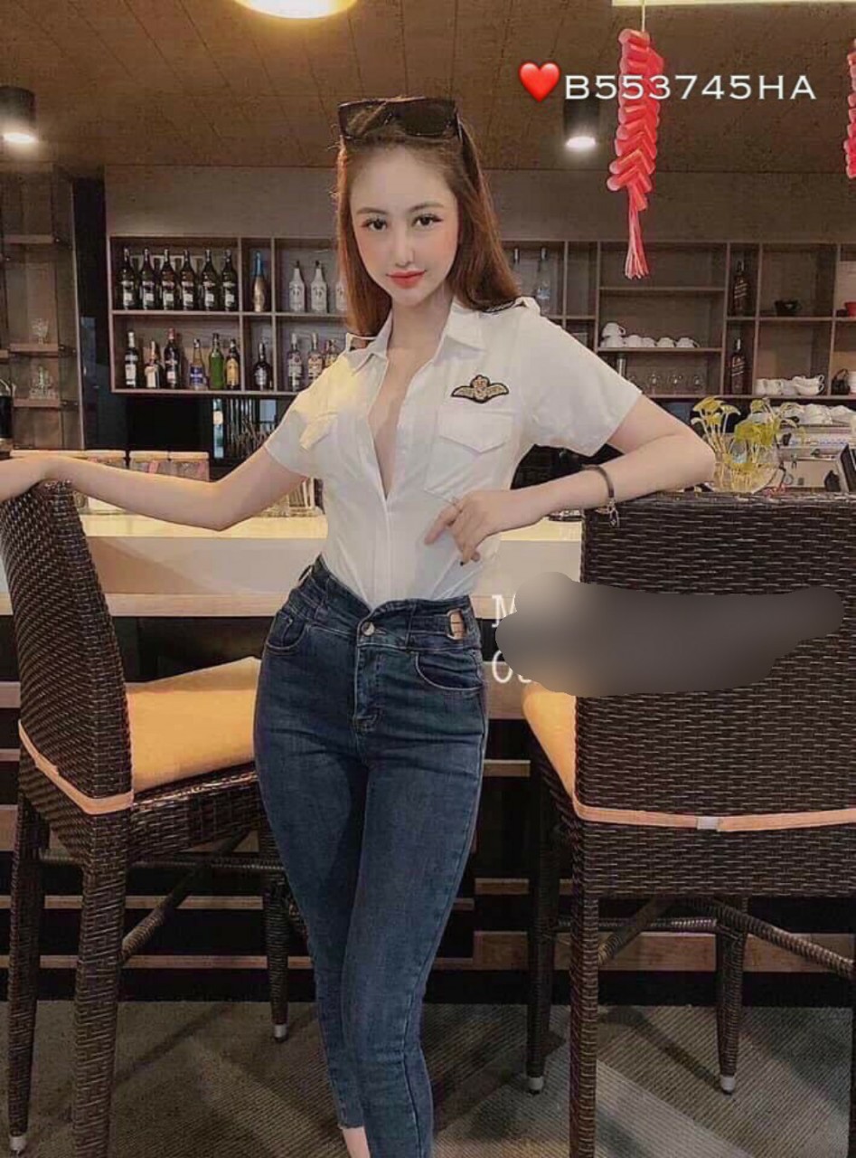 Áo sơ mi nữ phong cách cơ trưởng trắng đen tay ngắn siêu hot