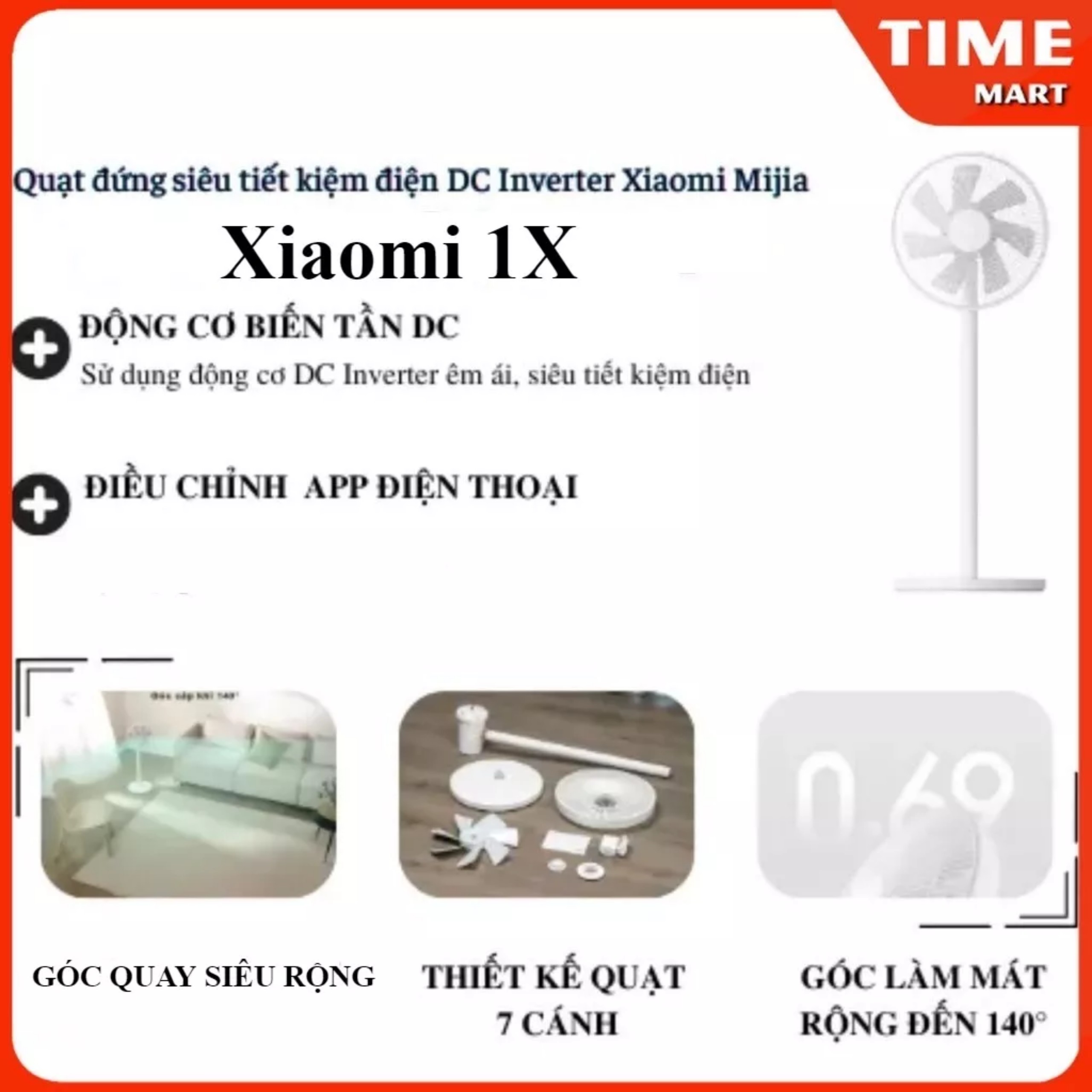 [CHÍNH HÃNG] Quạt đứng kết nối APP điện thoại Xiaomi Mija 1X. Quạt đứng thông minh kết nối APP mihome 1X êm dịu, mát sâu