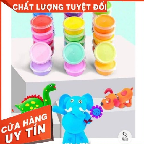 Hộp đất nặn 24 màu kèm 60 bộ dụng cụ chơi đổ khuôn, tạo hình chi tiết, 1 sách hướng dẫn