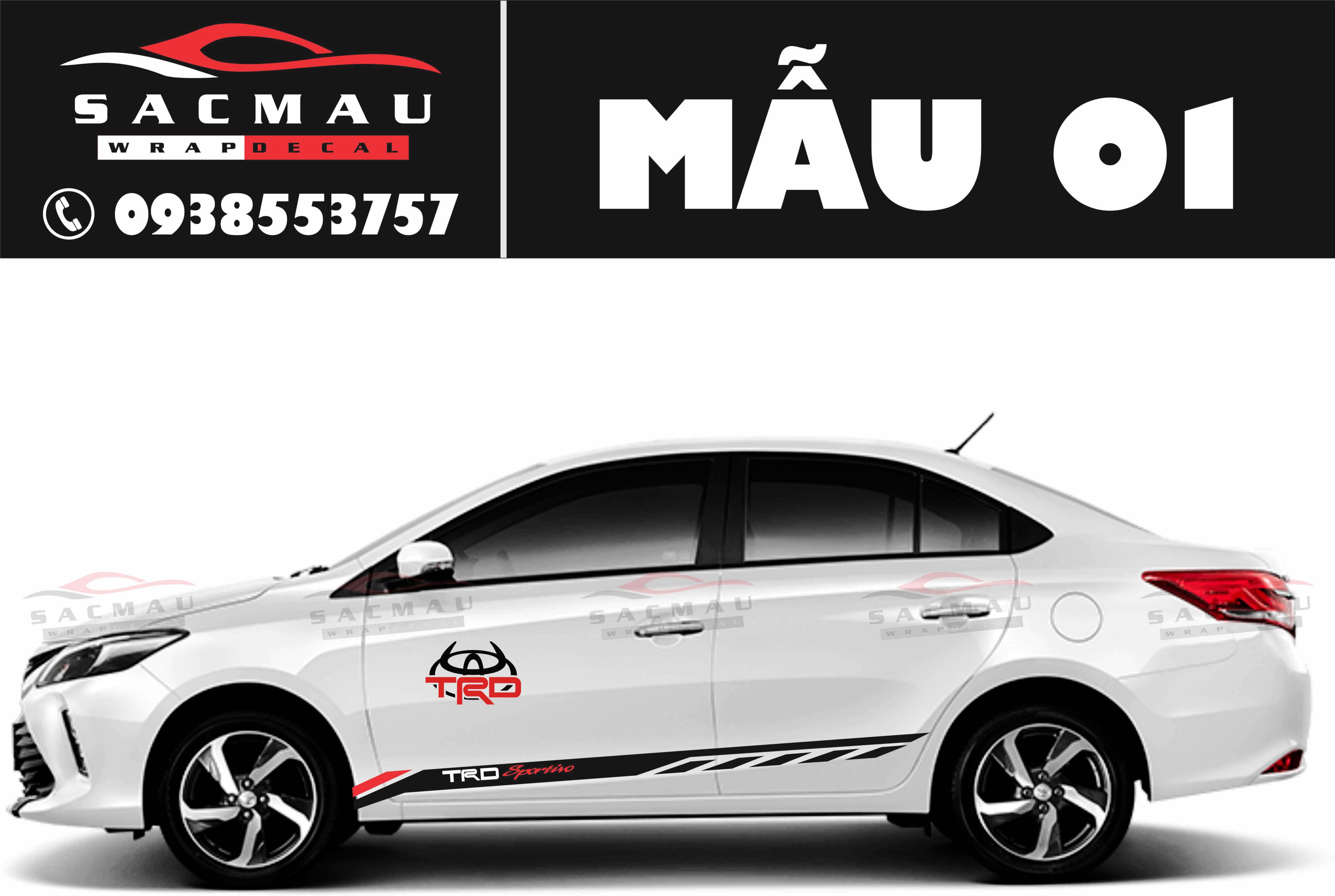 Tem dán xe toyota vios, bộ sản phẩm đủ 2 bên ms02
