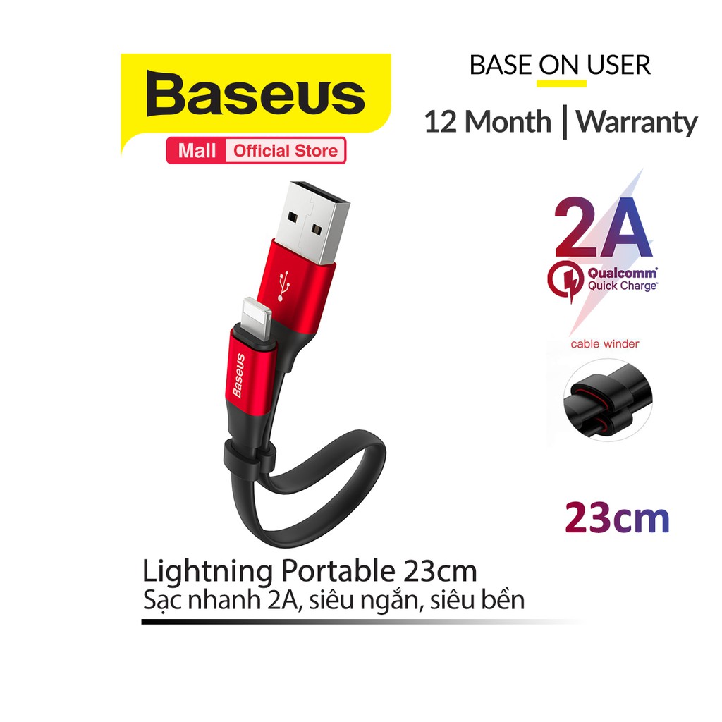 Cáp sạc Baseus Lightning Portable 23cm