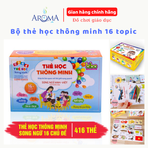 Thẻ Học Thông Minh 16 Chủ Đề 416 (7x10cm) -Thẻ Học Thông Minh Song Ngữ tiếng VIỆT - ANH Cho Bé loại to dày cứng, Bộ Thẻ Flashcard bản mới 2021 (416 thẻ)
