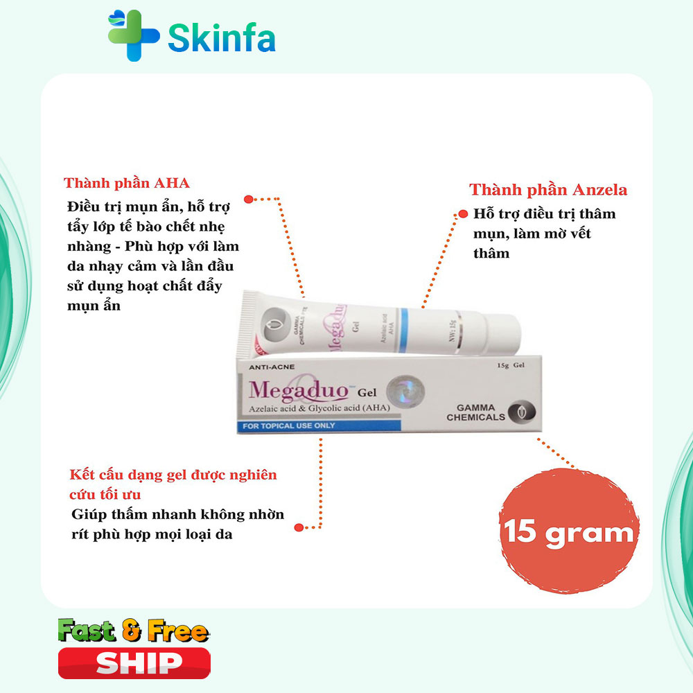 Gel giảm mụn giảm thâm megaduo 15g